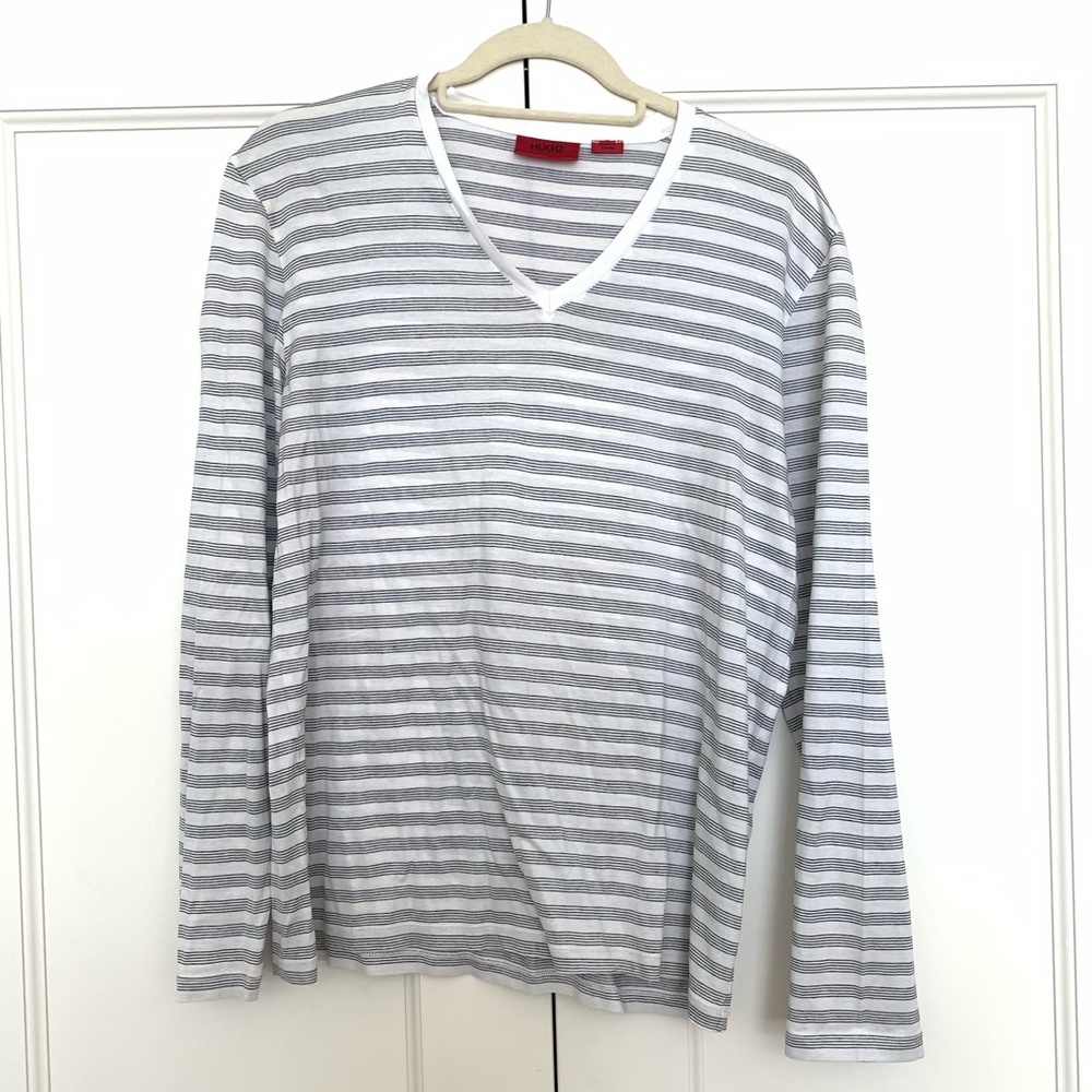 🛍 Hugo Boss Striped V-Neck T-Shirt